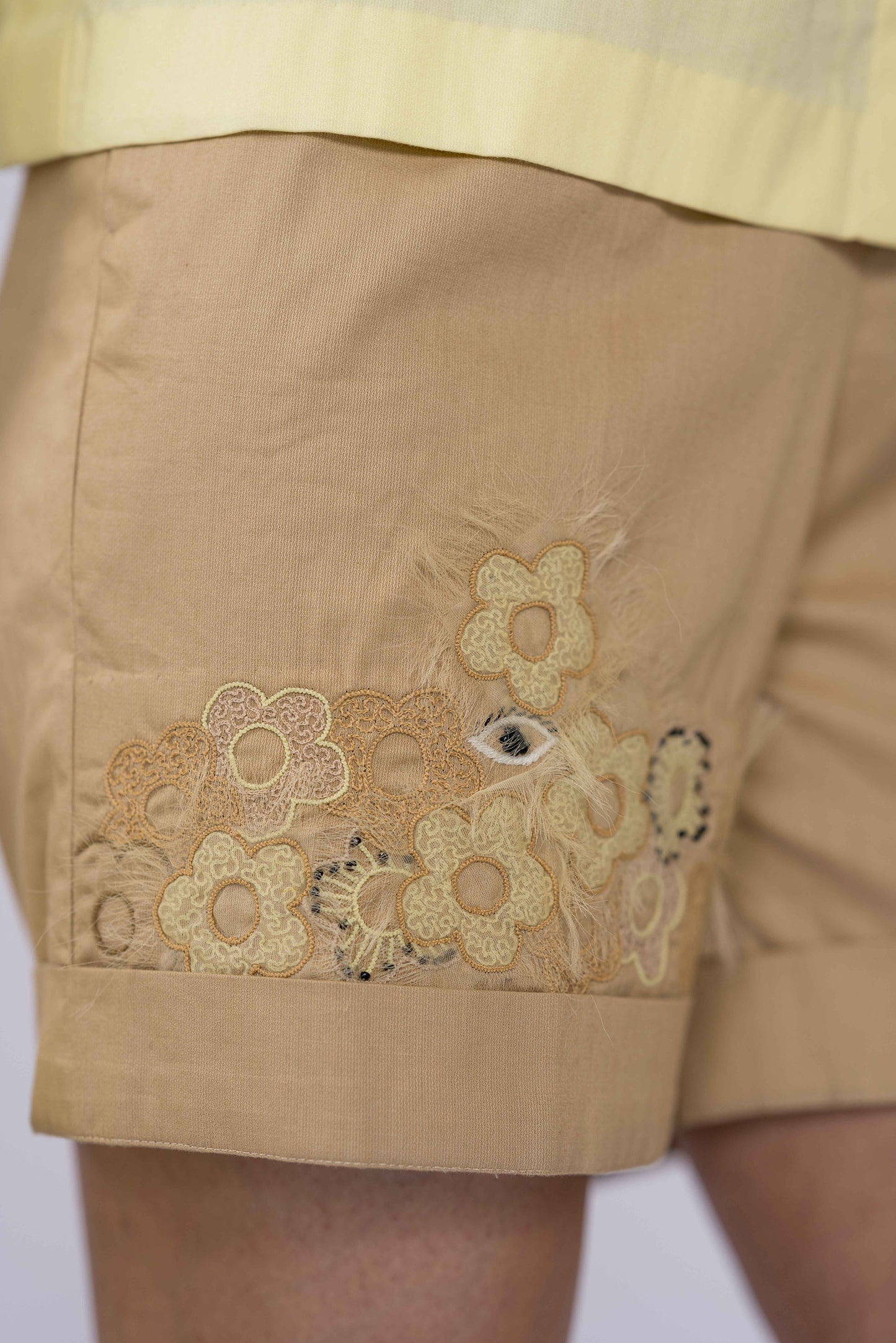 Lime Biscotti Embroidered Shorts Set