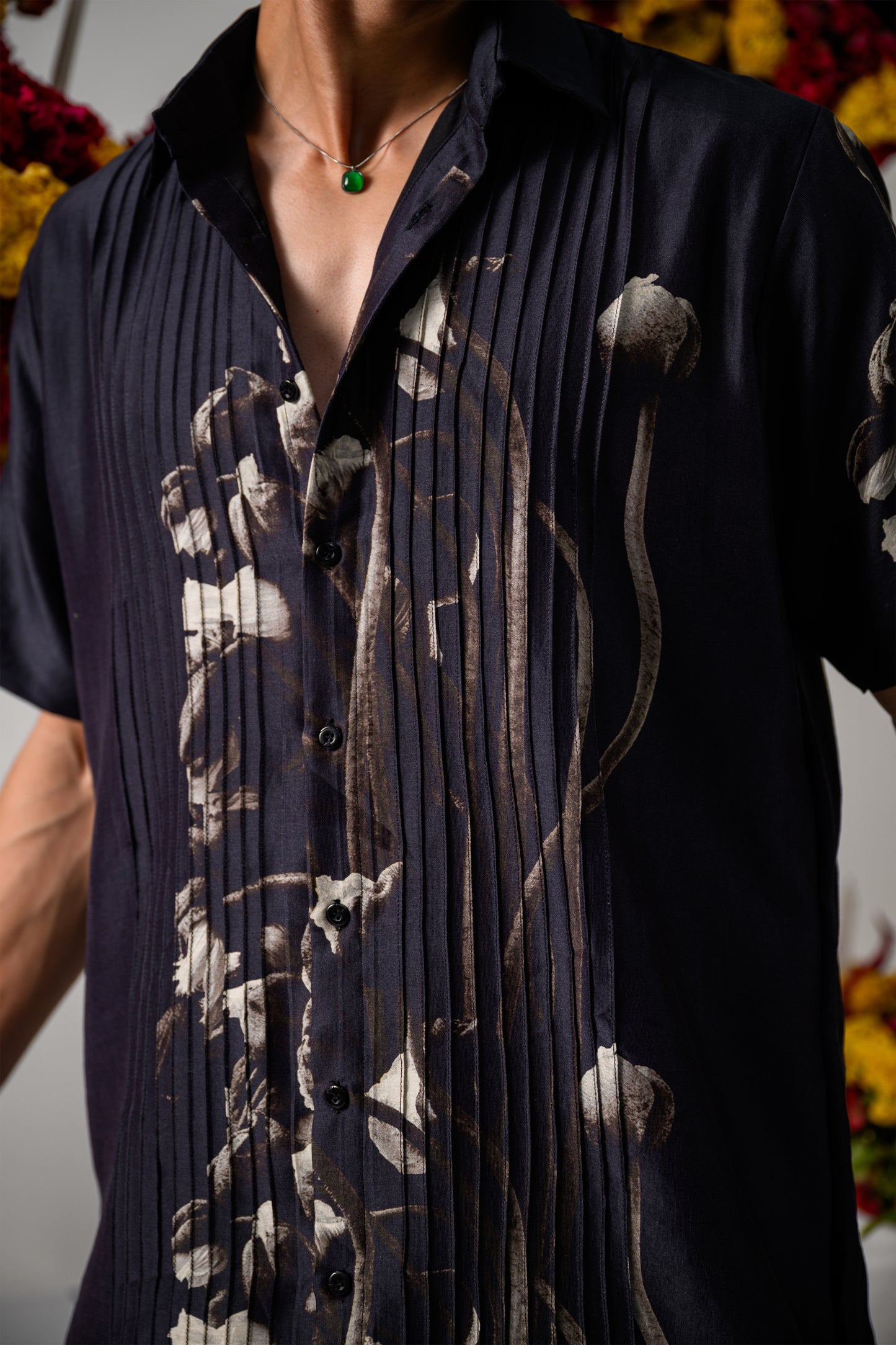 PLEATRIX SILK SHIRT