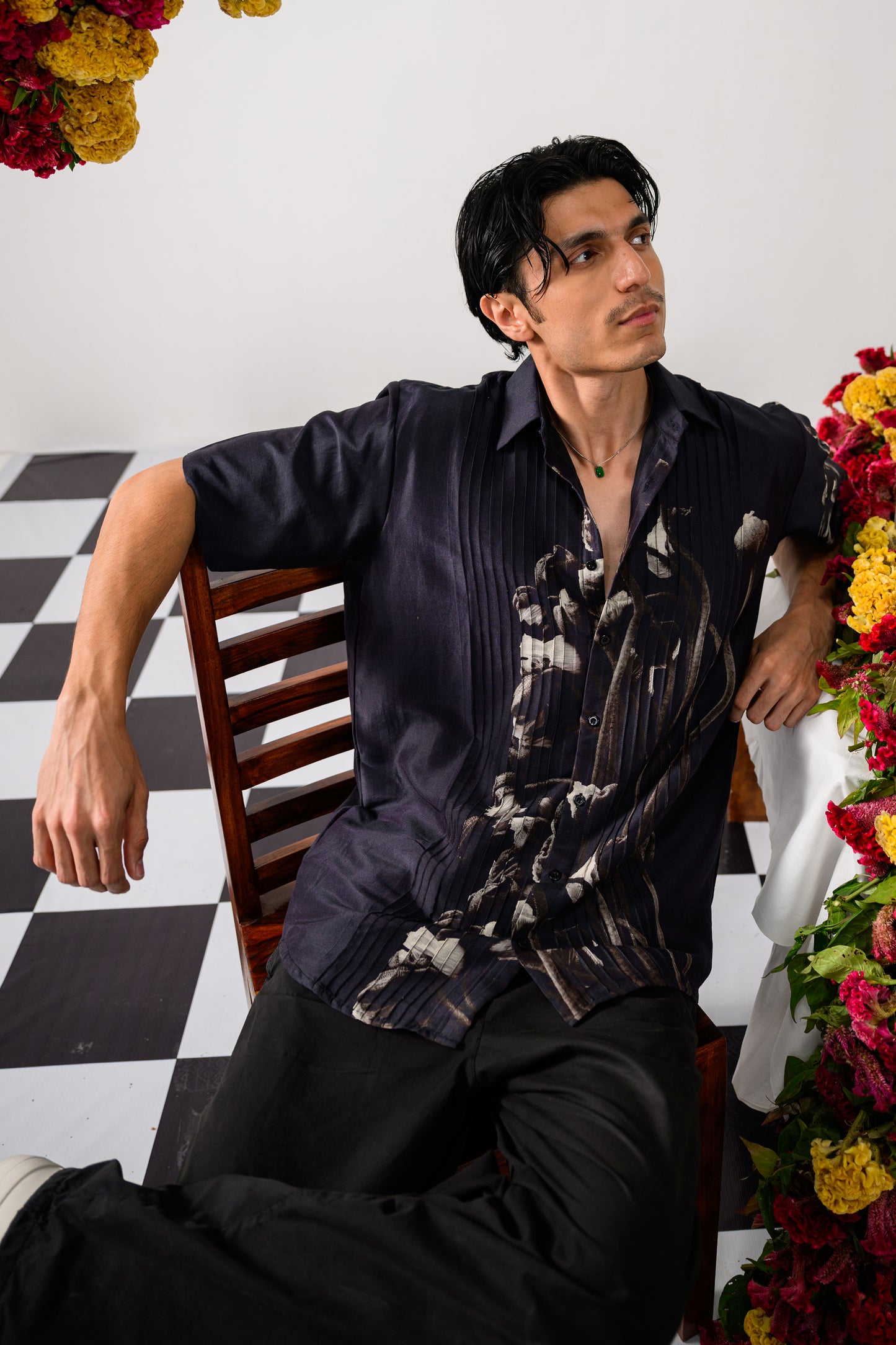 PLEATRIX SILK SHIRT