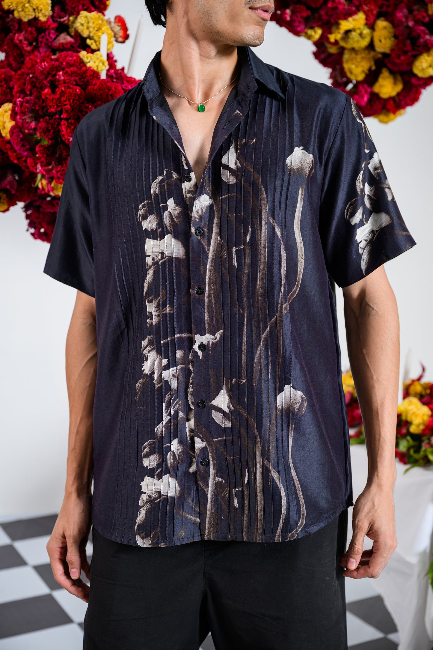 PLEATRIX SILK SHIRT