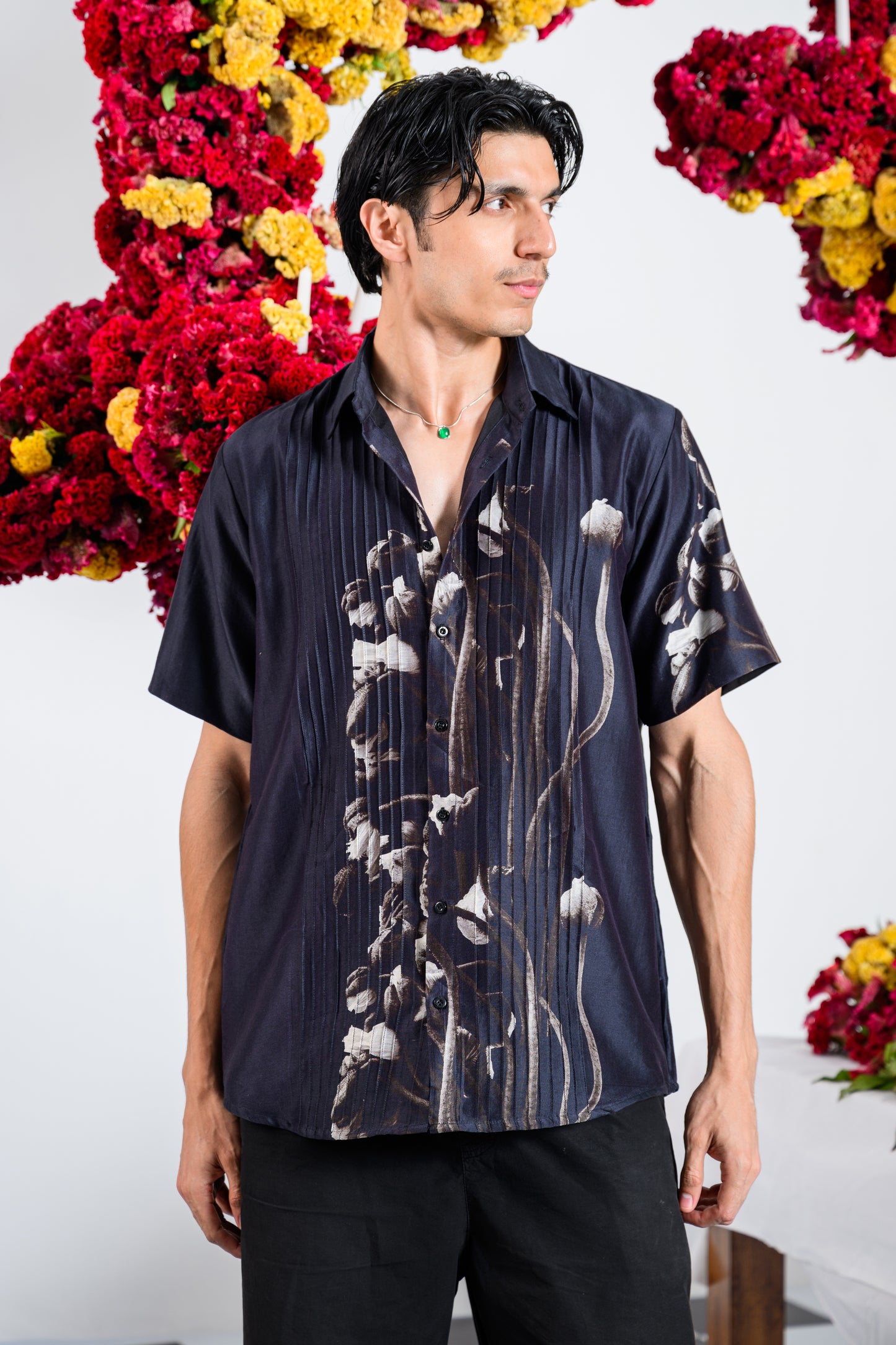 PLEATRIX SILK SHIRT