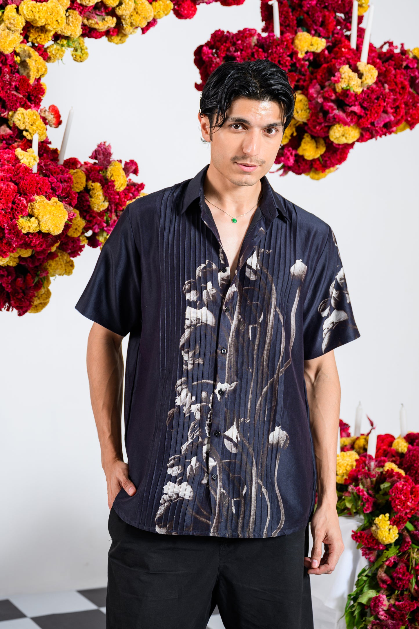 PLEATRIX SILK SHIRT