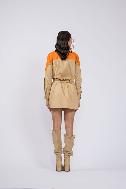 April Beige Shirt Dress