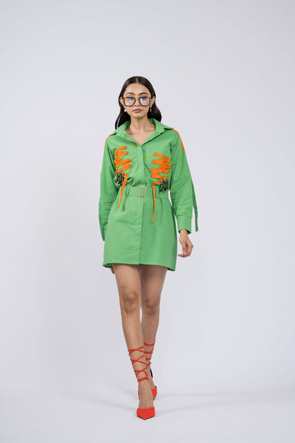 April Green Shirt Dress