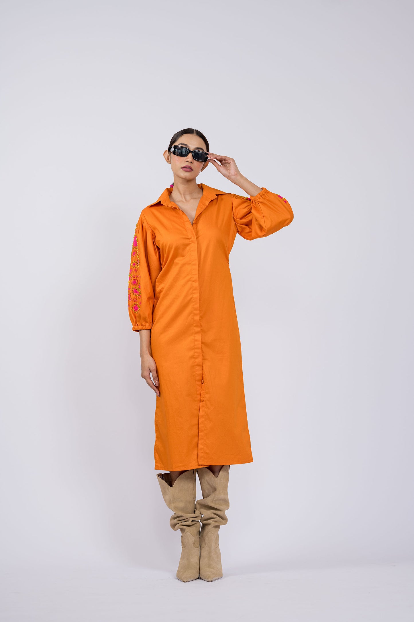 Tangerine Shirt Dress