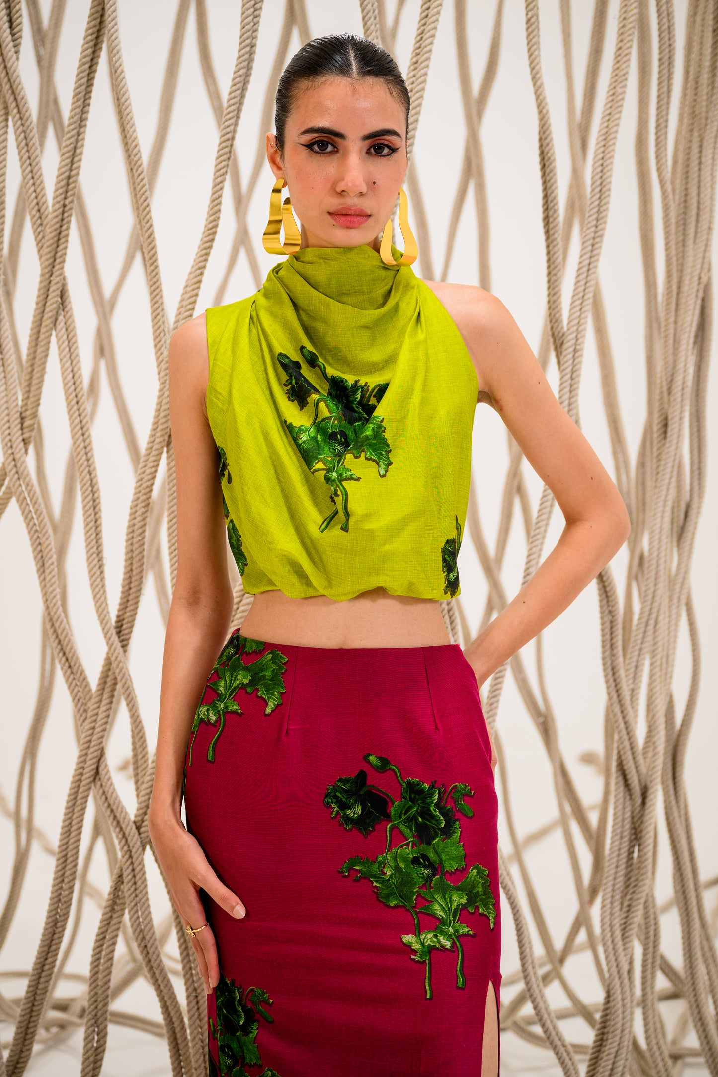 LIME LUSH COWL BUSTIER