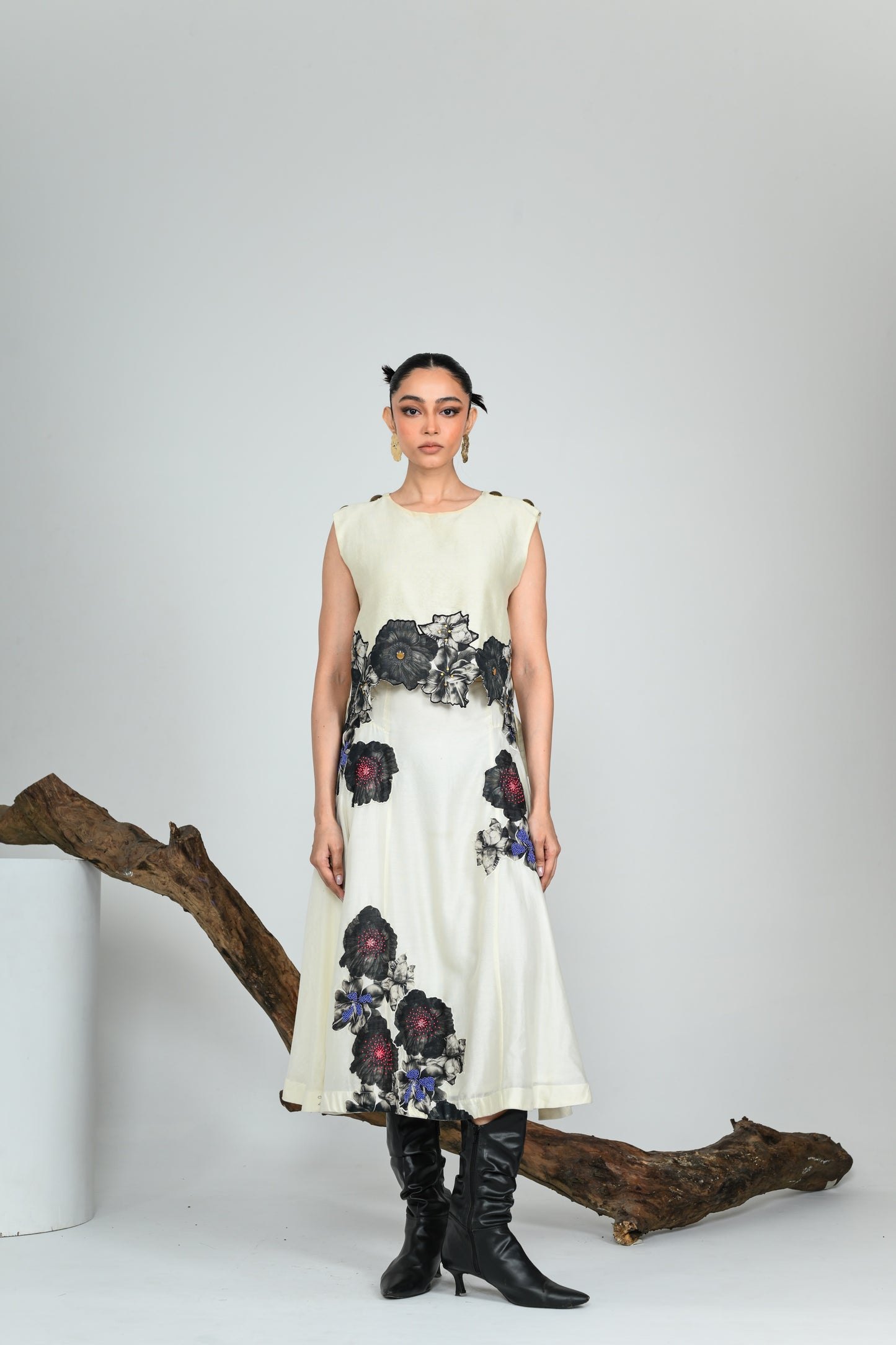 ANTHRACITE BLOSSOM SKIRT SET