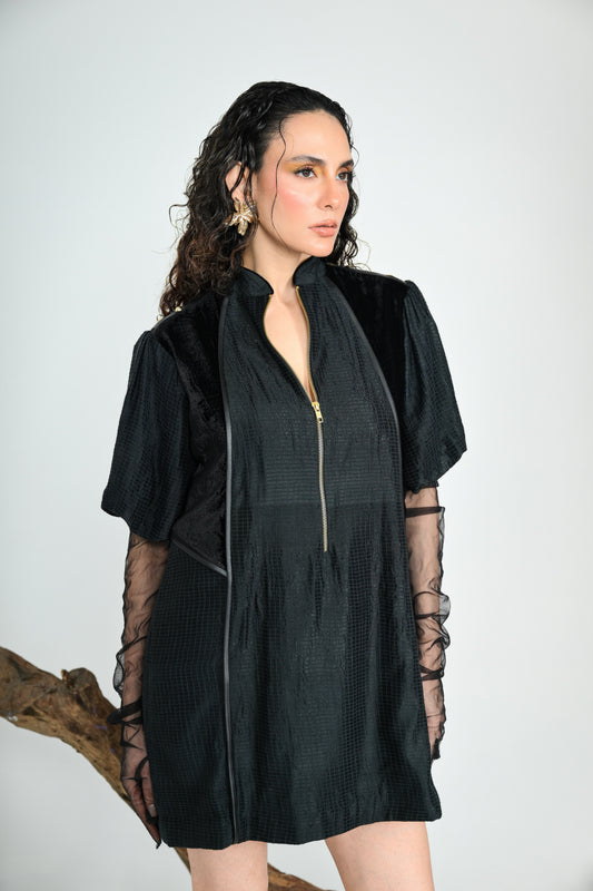 BLACK MIRAGE SHORT DRESS