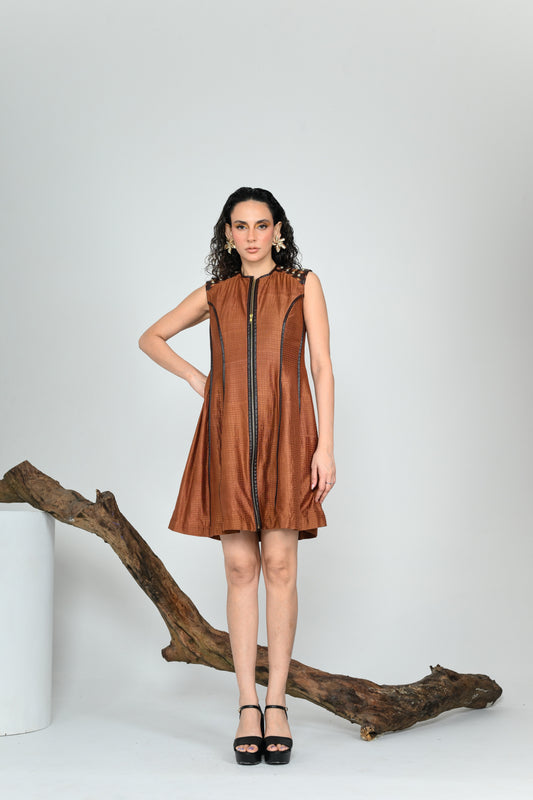 CARAMEL SCULPTED DRESS