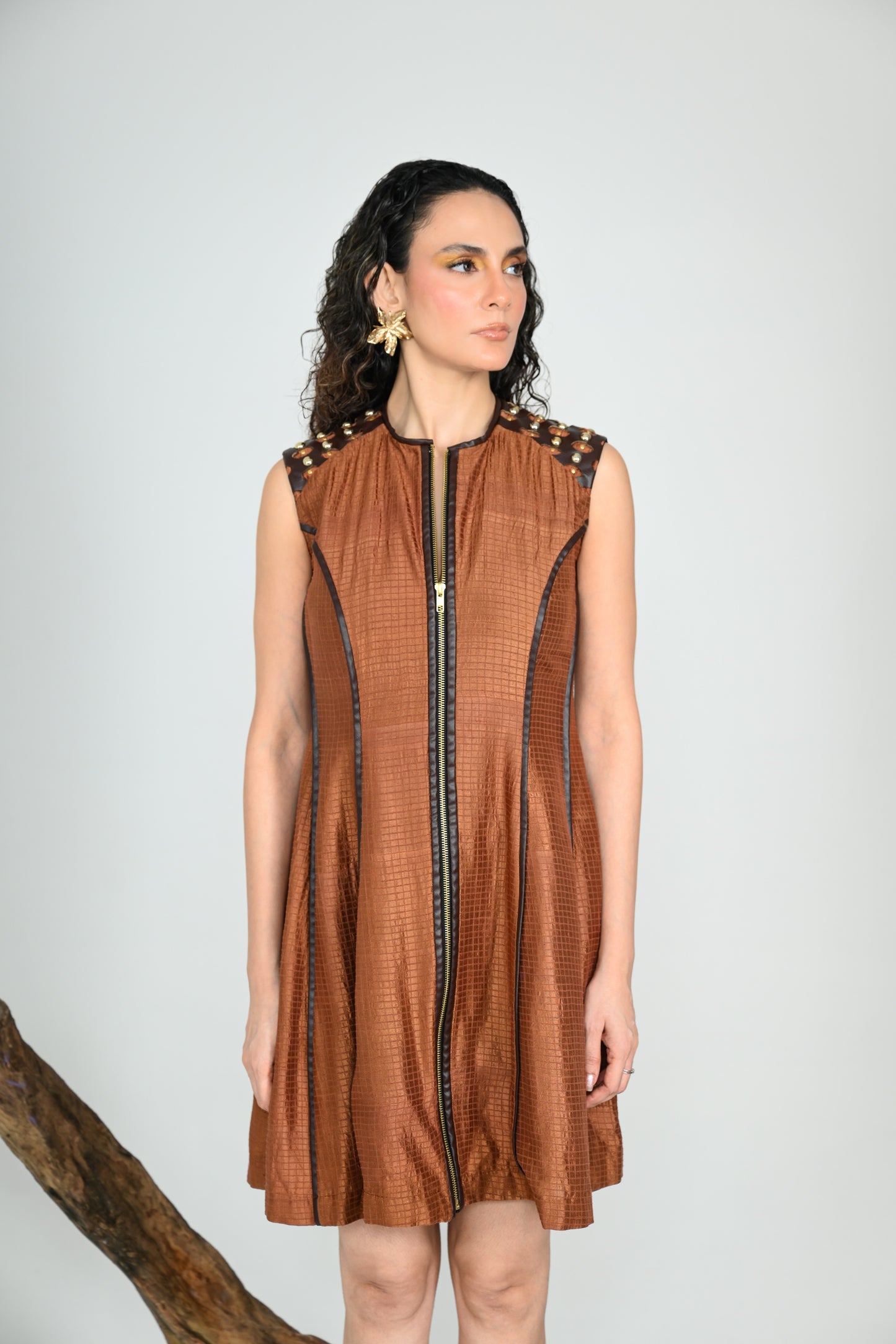 CARAMEL SCULPTED DRESS