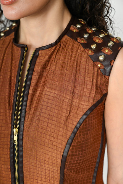 CARAMEL SCULPTED DRESS