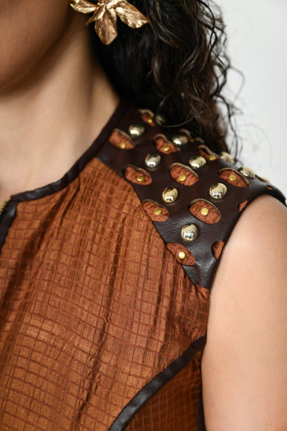 CARAMEL SCULPTED DRESS